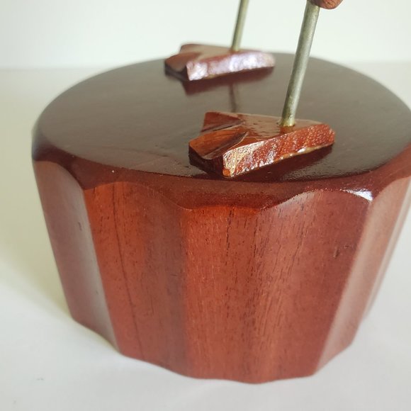 HAND CARVED Wood Heron Bird On A Tree Stump Detailed Sculpture Lakehouse Decor - Picture 3 of 11